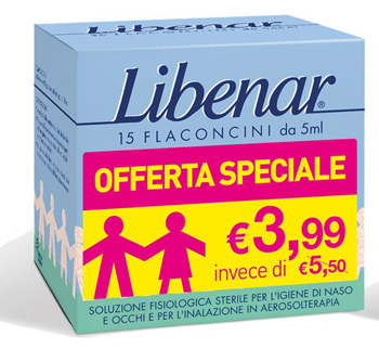 LIBENAR 15 FLACONCINI SOLUZIONE ISOTONICA 5 ML TAGLIO PREZZO - Farmacia De Pasquale