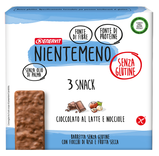 NIENTEMENO BAR CIOCCOLATO AL LATTE NOCCIOLE 3 X 33 G - Farmacia De Pasquale