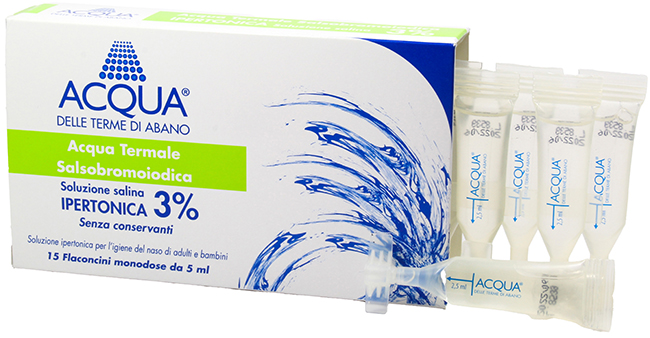 ACQUA DELLE TERME DI ABANO SOLUZIONE IPERTONICA 3% PER LAVAGGIO NASALE - Farmacia De Pasquale