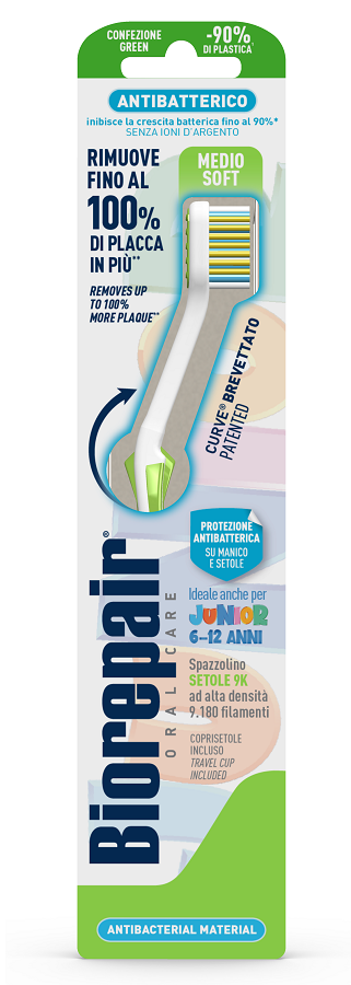 BIOREPAIR ORAL CARE SPAZZOLINO ANTIBATTERICO JUNIOR 6-12 ANNI PIU' COMFORT SETOLE MEDIO SOFT - Farmacia De Pasquale
