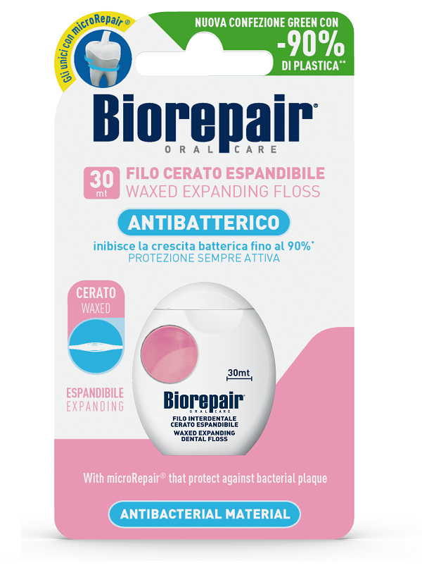 BIOREPAIR ORAL CARE ANTIBATTERICO FILO CERATO ESPANDIBILE GENGIVE DELICATE 25+5 METRI - Farmacia De Pasquale