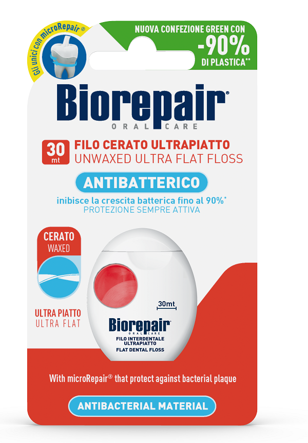 BIOREPAIR ORAL CARE ANTIBATTERICO FILO NON CERATO ULTRAPIATTO DENTI SENSIBILI 25+5 METRI - Farmacia De Pasquale