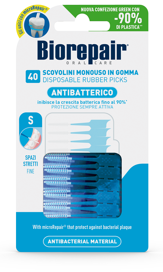 BIOREPAIR ORAL CARE ANTIBATTERICO SCOVOLINI MONOUSO IN GOMMA SPAZI STRETTI 40 PEZZI - Farmacia De Pasquale