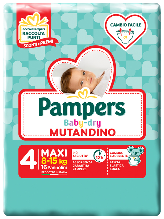 PAMPERS BABY DRY MUTANDINA MAXI 4 SMALL PACK 16 PEZZI - Farmacia De Pasquale