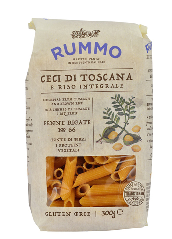 RUMMO PENNE RIGATE N 66 CECI DI TOSCANA E RISO INTEGRALE 300 G - Farmacia De Pasquale
