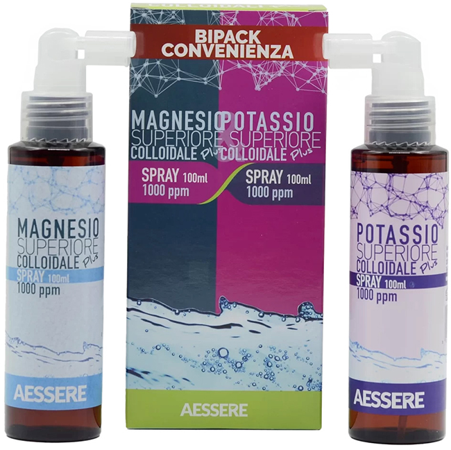 MAGNESIO SUPERIORE COLLOIDALE PLUS SPRAY 1000 PPM 100 ML + POTASSIO COLLOIDALE PLUS 1000PPM SPRAY 100 ML - Farmacia De Pasquale
