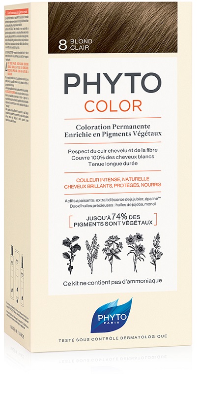 PHYTOCOLOR 8 BIONDO CHIARO 1 LATTE + 1 CREMA + 1 MASCHERA + 1 PAIO DI GUANTI - Farmacia De Pasquale
