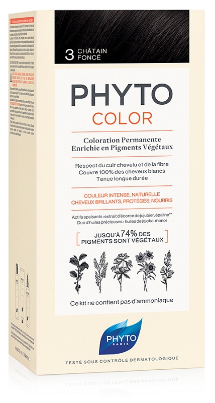 PHYTOCOLOR 3 CASTANO SCURO 1 LATTE + 1 CREMA + 1 MASCHERA + 1 PAIO DI GUANTI - Farmacia De Pasquale