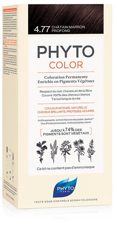 PHYTOCOLOR 4,77 CASTANO MARRONE INTENSO LATTE + CREMA + MASCHERA + 1 PAIO DI GUANTI - Farmacia De Pasquale