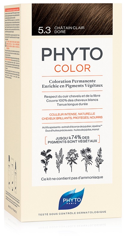 PHYTOCOLOR 5,3 CASTANO CHIARO DORATO LATTE + CREMA + MASCHERA + PAIO DI GUANTI - Farmacia De Pasquale