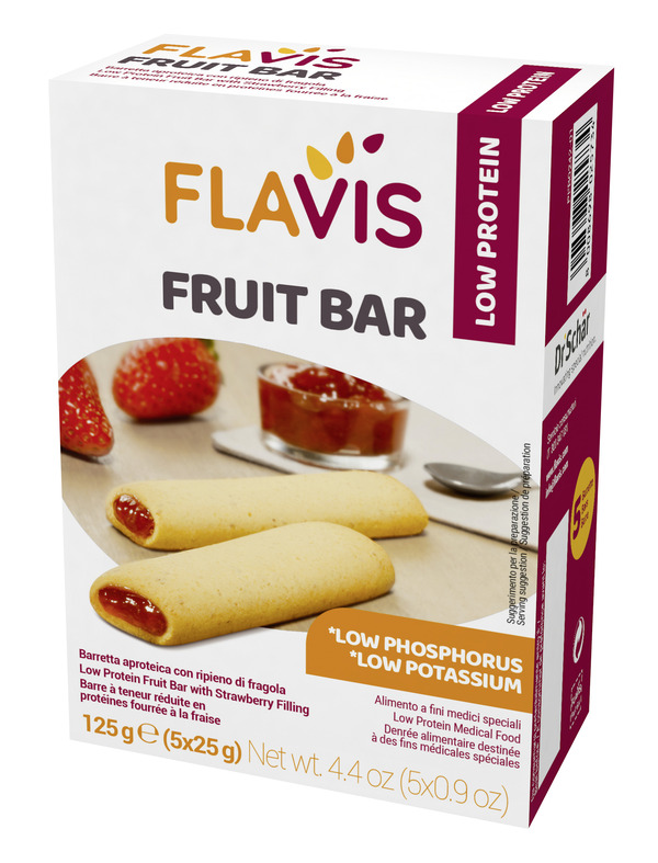 FLAVIS FRUIT BAR BARRETTA APROTEICA CON RIPIENO DI FRAGOLA 5 PEZZI DA 25 G - Farmacia De Pasquale