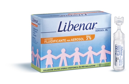SOLUZIONE SALINA IPERTONICA 3% LIBENAR PER INALAZIONE CON AEROSOL 18 FLACONCINI MONOUSO X 4ML - Farmacia De Pasquale
