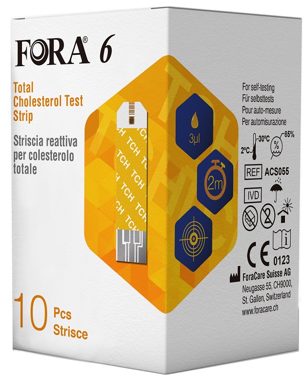 STRISCE REATTIVE FORA 6 PER LA RILEVAZIONE DEL COLESTEROLO 10 10 PEZZI - Farmacia De Pasquale