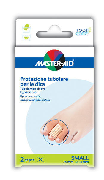 PROTEZIONE TUBOLARE IN GEL MASTER-AID FOOTCARE ELASTICIZZATO SMALL 7,5 CM 15 MM 2 PEZZI C4 - Farmacia De Pasquale