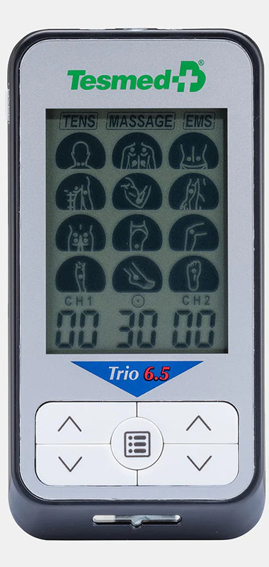 ELETTROSTIMOLATORE TERAPEUTICO TESMED TRIO 6,5 A 2 CANALI E 4 ELETTODI - Farmacia De Pasquale
