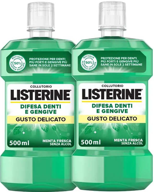 LISTERINE DENTI & GENGIVE GUSTO DELICATO 2 X 500 ML - Farmacia De Pasquale
