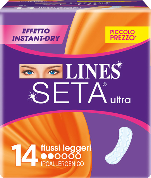 LINES SETA ULTRA ASSORBENTI PER FLUSSI LEGGERI 14 PEZZI - Farmacia De Pasquale