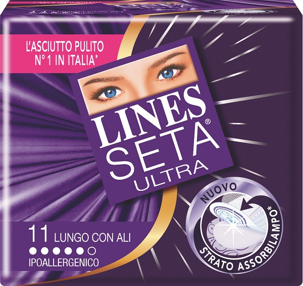 ASSORBENTE LINES SETA ULTRA LUNGO CON ALI 11 PEZZI - Farmacia De Pasquale