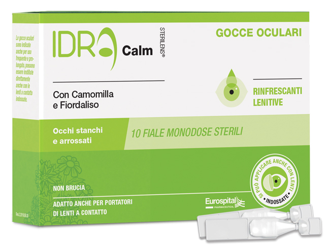 GOCCE OCULARI RINFRESCANTI STERILENS IDRA CALM CAMOMILLA E FIORDALISO 10 FIALE MONODOSE DA 0,33 ML - Farmacia De Pasquale