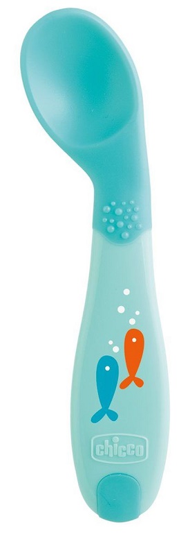 CHICCO CUCCHIAIO ANGOLATO 8M+ AZZURRO - Farmacia De Pasquale