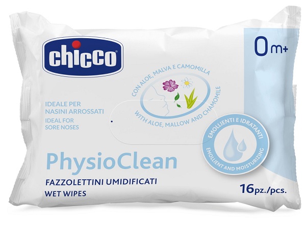 CHICCO FAZZOLETTINI UMIDIFICATI PHYSIOCLEAN 16 PEZZI - Farmacia De Pasquale