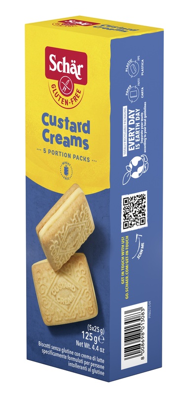 SCHAR CUSTARD CREAM BISCOTTI CON CREMA DI LATTE 5 MONOPORZIONI DA 25 G - Farmacia De Pasquale