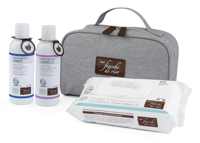 FIOCCHI DI RISO COFANETTO BAGNETTO 1 DETERGENTE CORPO 200 ML + 1 DETERGENTE CAPELLI 200 ML + SALVIETE ACQUA NON ACQUA 60 PEZZI + BEAUTY - Farmacia De Pasquale