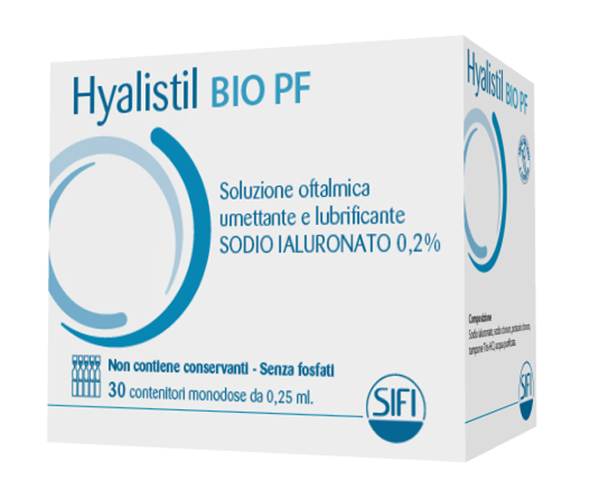 HYALISTIL BIO PF SOLUZIONE OFTALMICA PHOSPHATE FREE MONODOSE A BASE DI ACIDO IALURONICO 0,2% 30 FLACONCINI 0,25 ML - Farmacia De Pasquale