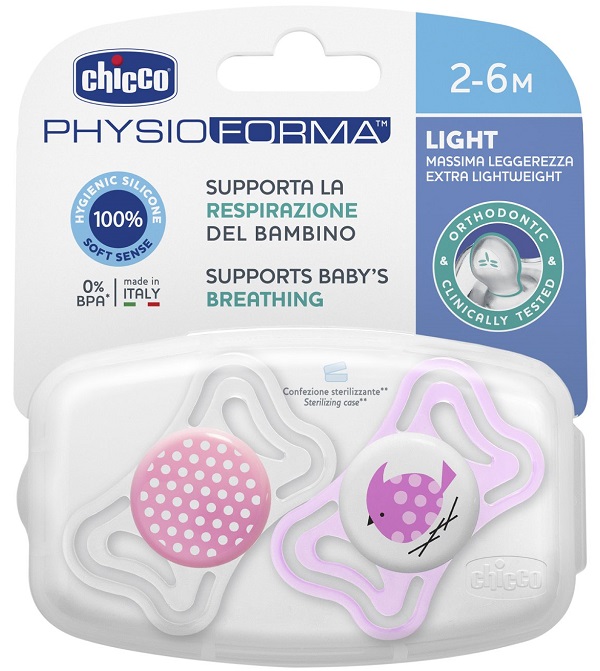 CHICCO SUCCHIETTO LIGHT GIRL SILICONE 2-6 MESI 2 PEZZI - Farmacia De Pasquale