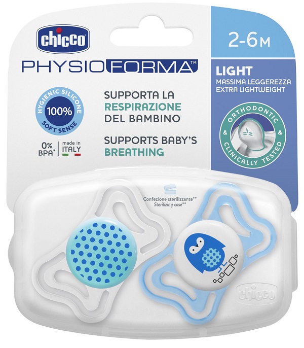 CHICCO SUCCHIETTO LIGHT BOY SILICONE 2-6 MESI 2 PEZZI - Farmacia De Pasquale