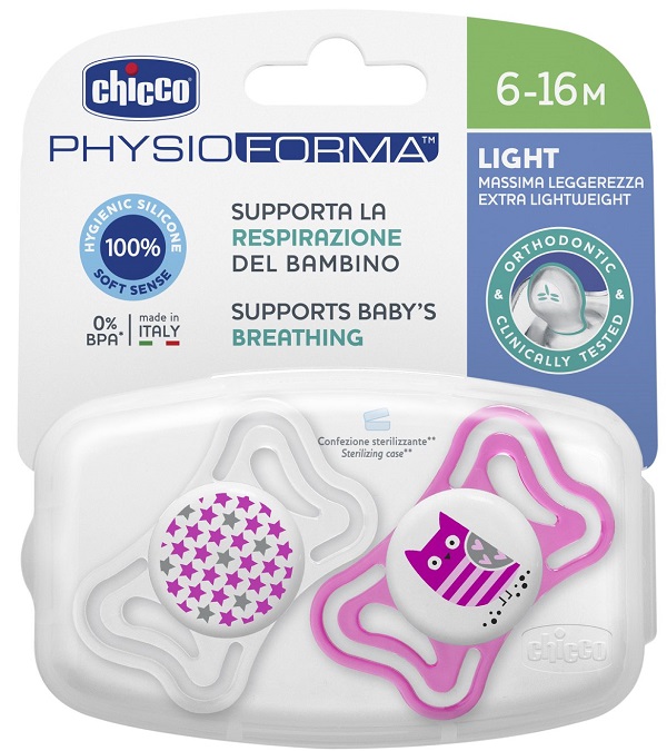 CHICCO SUCCHIETTO LIGHT GIRL SILICONE 6-16 MESI 2 PEZZI - Farmacia De Pasquale