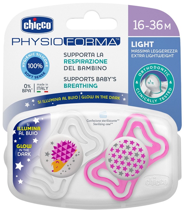 CHICCO SUCCHIETTO LIGHT LUM SILICONE 16-36 MESI 2 PEZZI - Farmacia De Pasquale