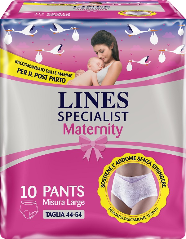 LINES SPECIALIST MATERNITY MUTANDINA ASSORBENTE PER PERDITE POST PARTO MISURA LARGE 10 PEZZI - Farmacia De Pasquale