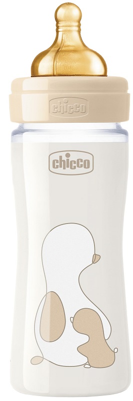 CHICCO BIBERON ORIGINAL 240ML VETRO 1 FORO 1 FORO UNISEX CON TETTARELLA IN CAUCCIU' - Farmacia De Pasquale