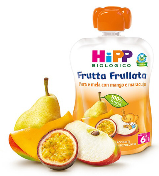 HIPP BIO FRUTTA FRULLATA PERA/MELA CON MANGO E MARACUJA 90 G - Farmacia De Pasquale