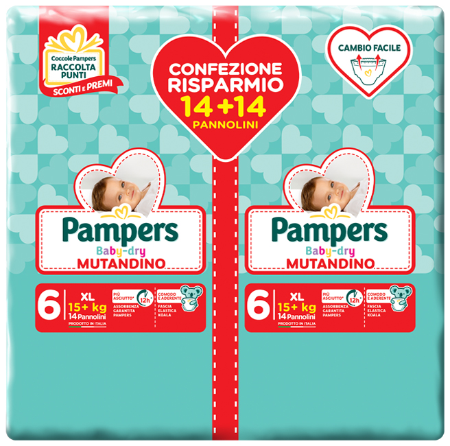 PAMPERS BABY DRY PANNOLINO A MUTANDINA DUO DOWNCOUNT XL 28 PEZZI - Farmacia De Pasquale
