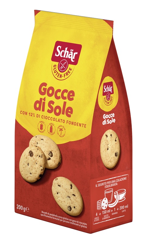 SCHAR GOCCE DI SOLE BISCOTTI DI PASTAFROLLA CON GOCCE DI CIOCCOLATO FONDENTE SENZA LATTOSIO 200 G - Farmacia De Pasquale