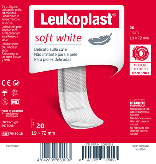 LEUKOPLAST SOFT WHITE 72 X 19 CM 20 PEZZI - Farmacia De Pasquale