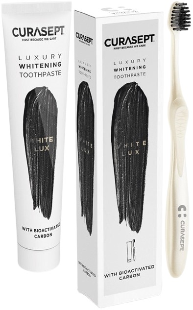 CURASEPT WHITE LUXURY WHITENING DENTIFRICIO 75 ML + SPAZZOLINO - Farmacia De Pasquale