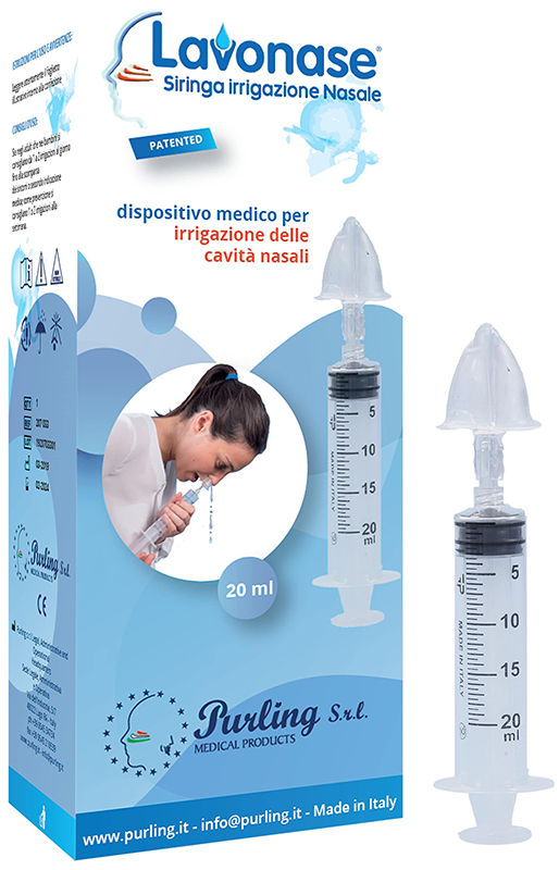 LAVONASE IRRIGAZIONE NASALE NON STERILE SIRINGA 20 ML + LUER-LOCK CON CAPPUCCIO + UGELLO NASALE CON RACCORDO LUER-LOCK + PERFORATORE CON VALVOLA NON RITORNO CON TAPPO - Farmacia De Pasquale
