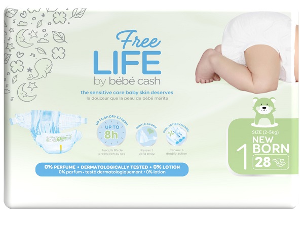 FREELIFE BY BEBECASH PANNOLINI NEW BORN TAGLIA 1 2-4 KG GIROVITA 30-41 CM 28 PEZZI - Farmacia De Pasquale