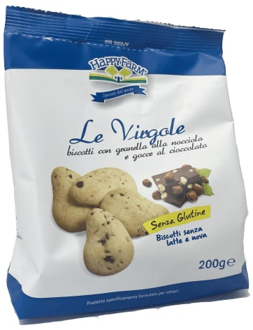 HAPPY FARM VIRGOLE GOCCE CIOCCOLATA E GRANELLA NOCCIOLE 200 G - Farmacia De Pasquale