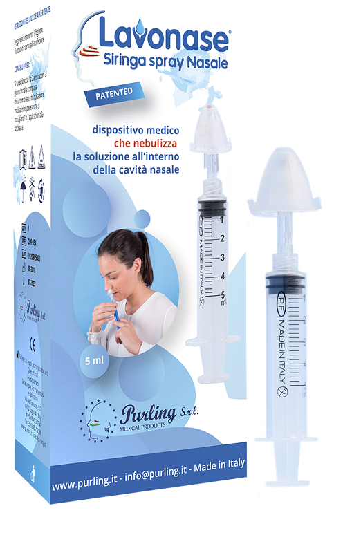 LAVONASE SIRINGA SPRAY NASALE NON STERILE 5 ML LUER-LOCK CON CAPPUCCIO + UGELLO NASALE CON RACCORDO LUER-LOCK + PERFORATORE CON VALVOLA NON RITORNO CON TAPPO - Farmacia De Pasquale