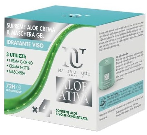 SUPREME ALOE CREMA & MASCHERA GEL X 4 IDRATANTE VISO ALOE ATTIVA 100 ML - Farmacia De Pasquale