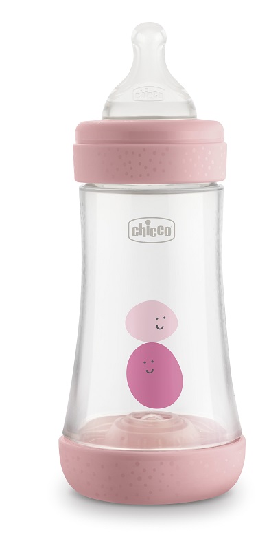 CHICCO BIBERON PERFECT 5 GIRL 240 ML IN SILICONE 2 FORI - Farmacia De Pasquale