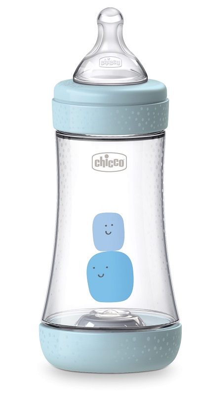 CHICCO BIBERON PERFECT 5 BOY 240 ML IN SILICONE 2 FORI - Farmacia De Pasquale