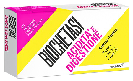 BIOCHETASI ACIDITA' E DIGESTIONE 20 COMPRESSE MASTICABILI AROMA LIMONE - Farmacia De Pasquale
