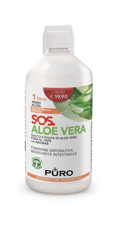 PURO ALOE VERA SUCCO E POLPA 100% + BAOBAB PESCA BIANCA 1 LITRO - Farmacia De Pasquale
