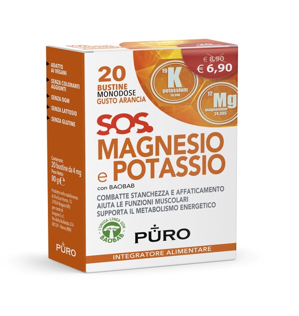 PURO MAGNESIO POTASSIO E BAOBAB 20 BUSTINE 4 G - Farmacia De Pasquale
