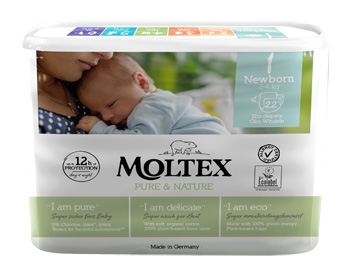 PANNOLINI MOLTEX PURE & NATURE NEW BORN 2-5 KG TAGLIA 1 22 PEZZI - Farmacia De Pasquale
